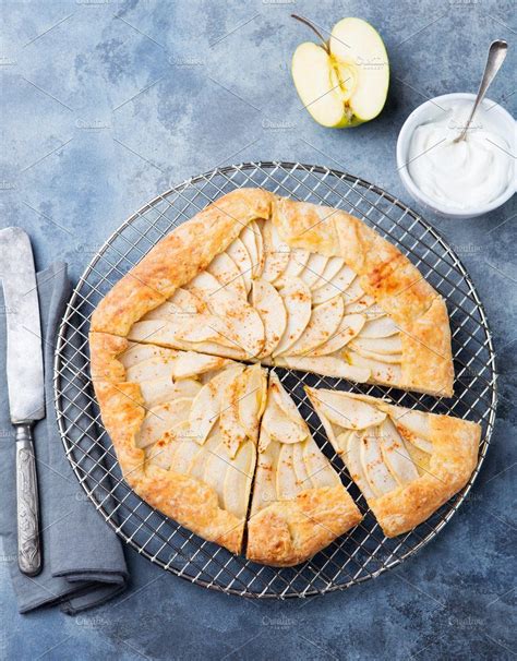 Apple Galette Pie Tart With Cinnamon Top View By Annapustynnikova On