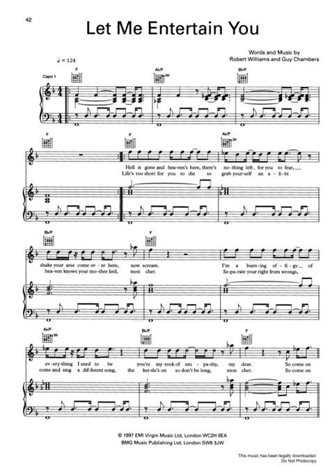 Let Me Entertain You Klavier Gesang And Gitarre Pdf Noten Von Robbie Williams In F Dur Fbd 8547
