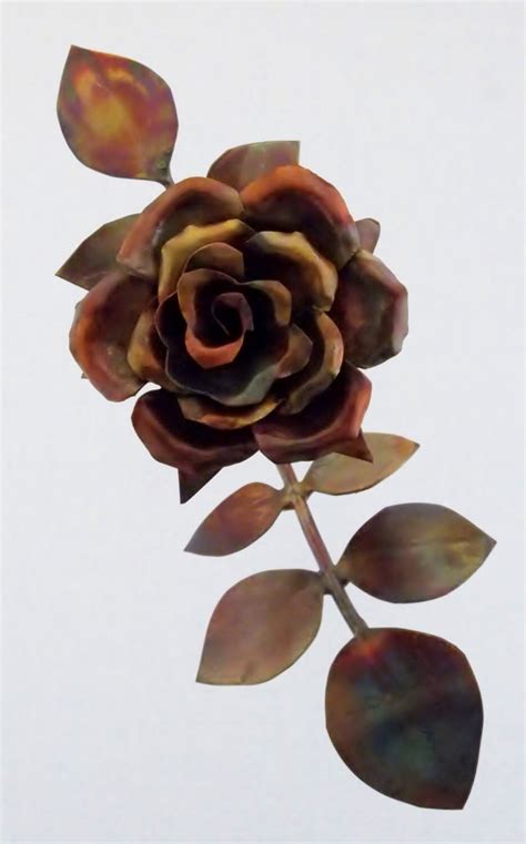 Small Blossoming Natural Copper Rose Flame Treated Clear Finish Metal