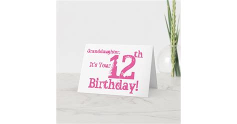 Granddaughters 12th Birthday In Pink Card Zazzle