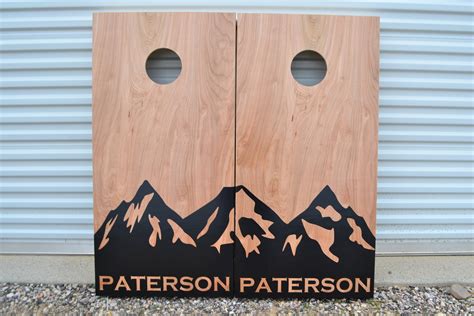 Personalized Mountain Stained Corn Hole Boards With Bags Etsy