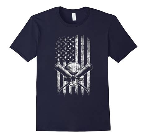 Baseball And Softball T Shirt American Flag Skull And Bats 4lvs