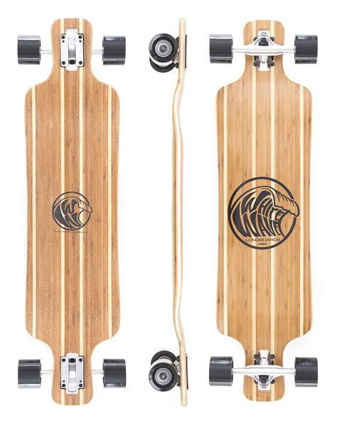 White Wave Bamboo Longboard Skateboard Cruiser Drop Deck Long Board
