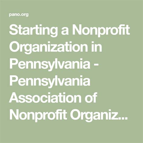 Starting A Nonprofit Organization In Pennsylvania Pennsylvania