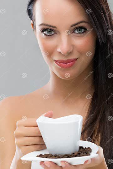 Woman With Hot Coffee Stock Image Image Of Drinking 34457217