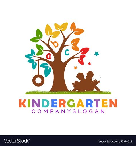 Tree Mascot Kindergarten Logo Royalty Free Vector Image