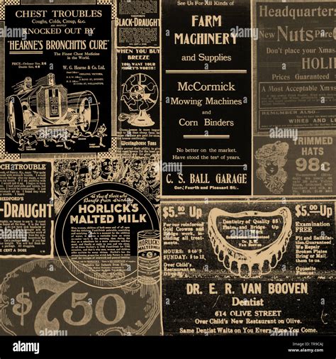 Old Advertisements From Public Domain Newspapers Were Collaged To