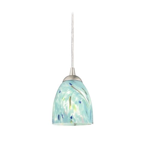 Contemporary Mini Pendant Light With Turquoise Art Glass Ceiling