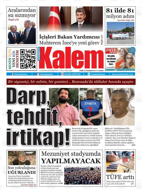 Haziran tarihli Çanakkale Kalem Gazete Manşetleri