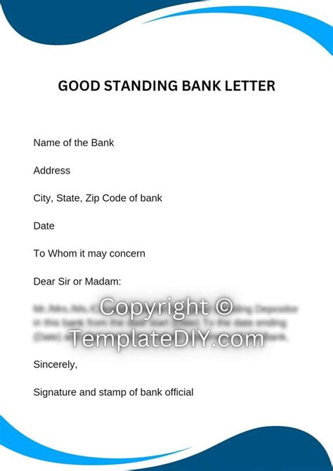 An Image Of A Good Standing Bank Letter