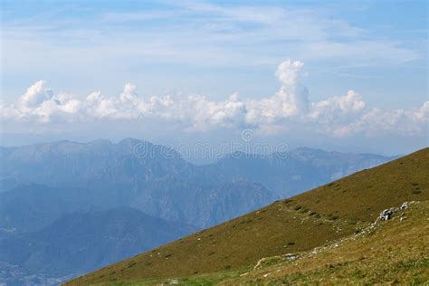 Monte Baldo Italy Peaks Of Mountains In A Blue Haze Stock Photo