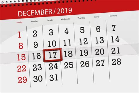 Calendar Planner For The Month December 2019 Deadline Day 17 Tuesday