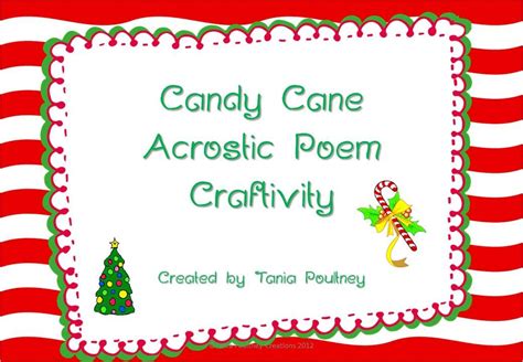 Candy canes are the treat of the winter holiday season with their festive red and white stripes and bright peppermint taste. Candy Cane Acrostic Poem | Candy cane, Free candy, Writing activities