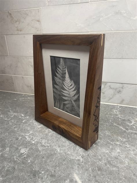 custom walnut picture frame 4x6 photo matted etsy