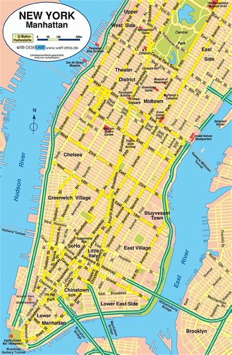 Manhattan Stadtplan New York Karte Map Manhattan Karte Manhattan