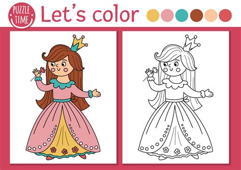 Magic Kingdom Coloring Page For Children With Princess Vector