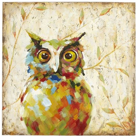 Modern Colorful Animal Night Owl Oil Painting On Canvas