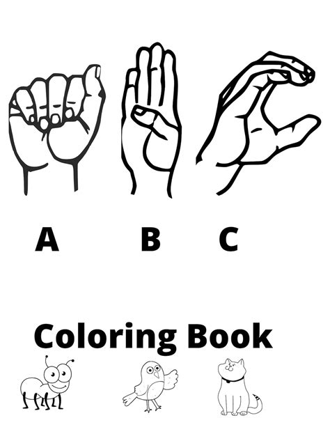Sign Language Coloring Pages Alphabet Etsy