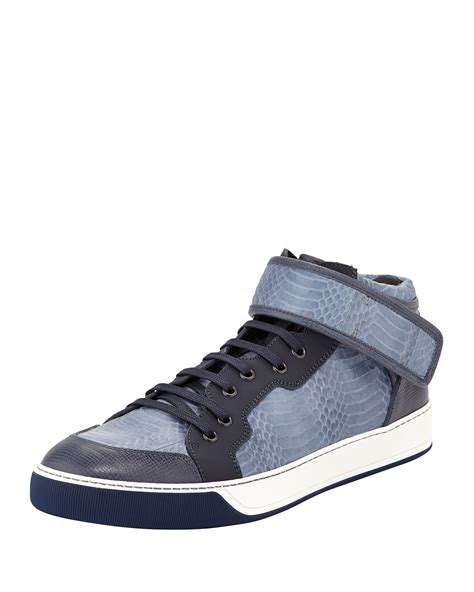 Lanvin Snakeskin Mid Top Trainer