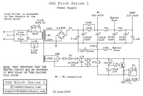 Schematic And Wiring Diagram Odd Block Kt88 Series 1 Tube Amp Power Supply