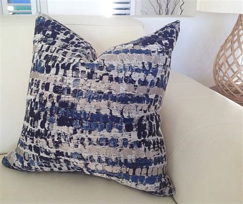 Cushions Pillows Blue Cushions Cover Only Blue And Silver Etsy