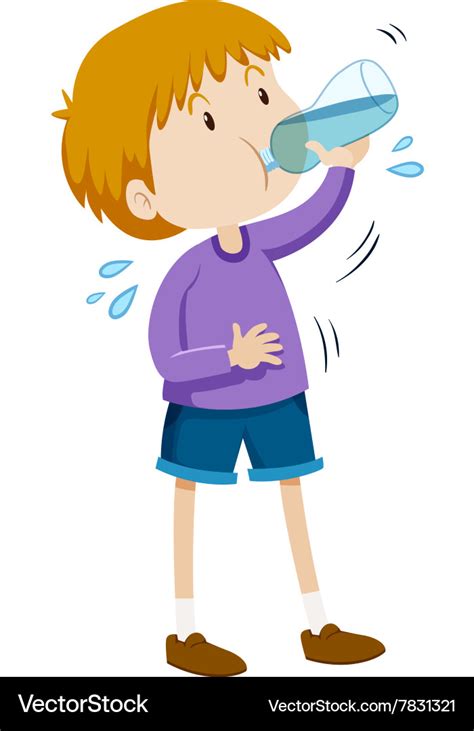 Boy Drinking Water From Bottle Royalty Free Vector Image