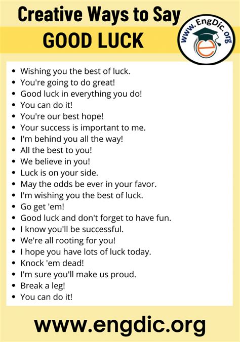 30 Creative Ways To Say Good Luck Engdic