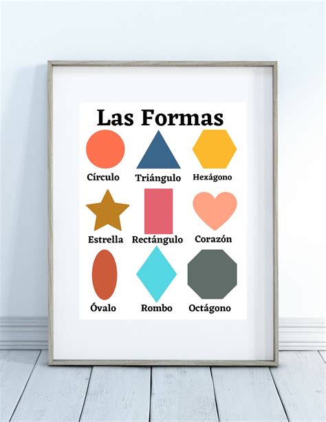 Spanish Shapes Chart Preschool Shapes Etsy