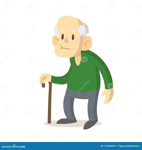 Old Man Walking With Cane Cartoon