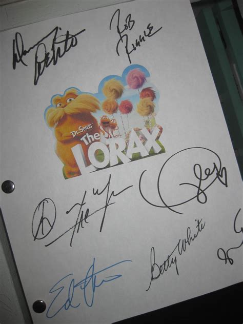 The Lorax Signed Movie Film Script Screenplay X7 Autograph Zac Efron