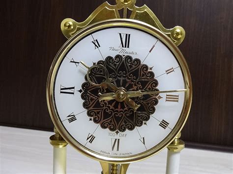 Vintage 1960s Nisshin Mechanical Clock New Master 100 Day Japan Made