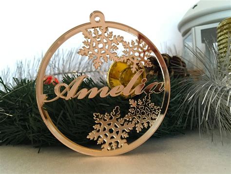 Personalized Christmas Name Bauble Snowflake Ornaments Etsy