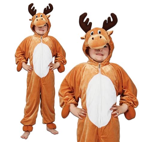 Boys Girls Childs Reindeer Christmas Fancy Dress Costume Outfit Animal