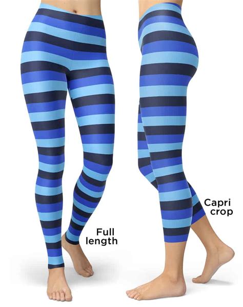 Blue Striped Leggings Designed By Squeaky Chimp Tshirts And Leggings