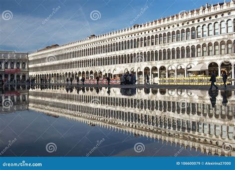 Piazza San Marco During A Flood Acqua Alta In Venice Italy Editorial