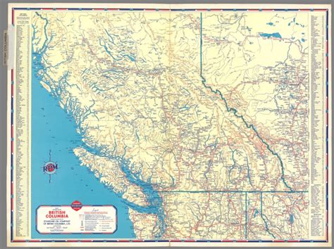 1937 Road Map Of British Columbia Prepared Exclusively For Standard