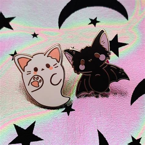 Ghost Cat Enamel Pin Cute Kawaii Lapel Pin Accessory Fun Etsy
