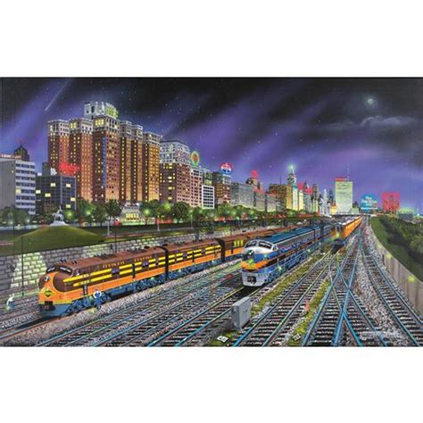 Illinois Central Railroad Chicago Nights 1000 Piece Jigsaw Puzzle