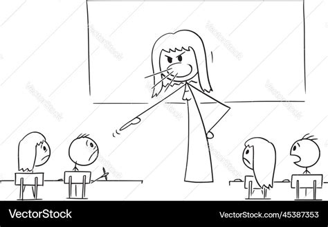 Female Teacher Yelling At Classroom Cartoon Vector Image