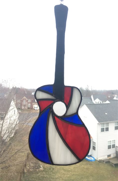 Guitar Stained Glass Sun Catcher Stained Glass Stained Glass Suncatchers Stained Glass Diy