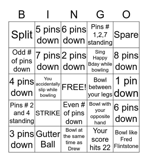 Bowling Bingo Card