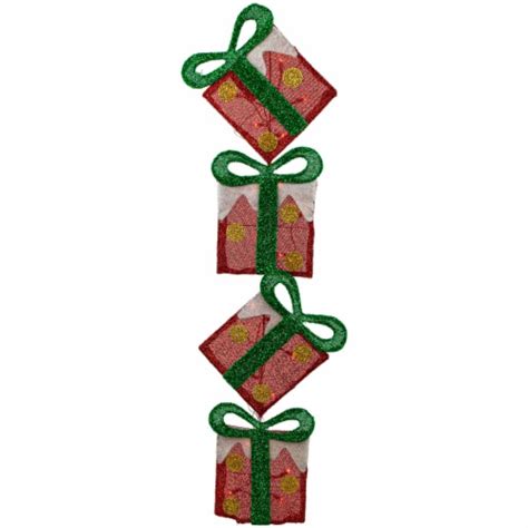 Northlight 44 Lighted Red Tinsel Stacked Gift Boxes Outdoor Christmas