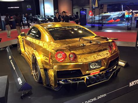 Gold Nissan Gt R With Metal Engraving Has Matching Gold Engine In Japan