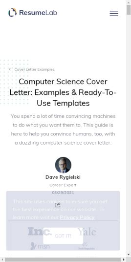 Computer Science Internship Cover Letter Examples Guides Examples