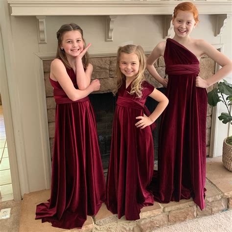 Girls Long Velvet Convertible Wrap Dress Custom Choose Etsy Canada