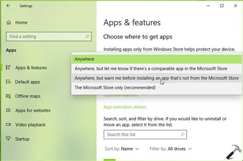 Unverified App Change Your App Recommendation Settings Microsoft
