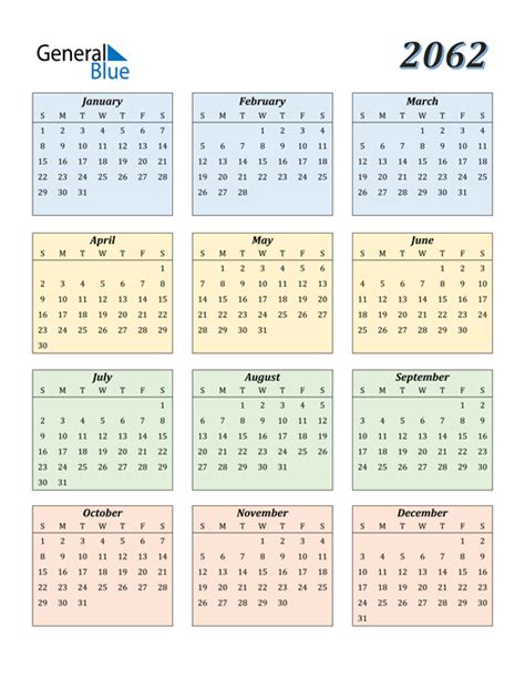 2062 Calendar Pdf Word Excel