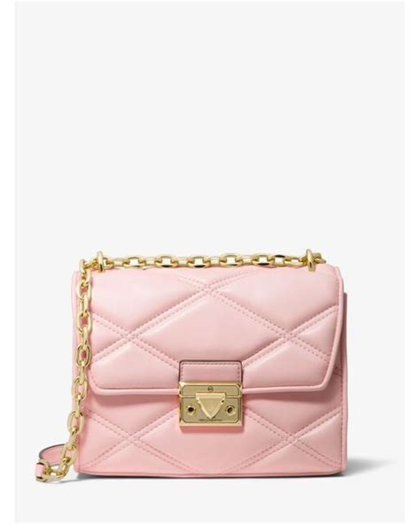 Michael Kors Serena Small Quilted Faux Leather Crossbody Bag In Pink Lyst