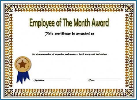 √ Free Printable Employee Of The Month Certificate Template