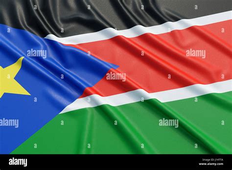 bandera de sudán del sur estructura ondulada alta textura detallada ilustración 3d rendering